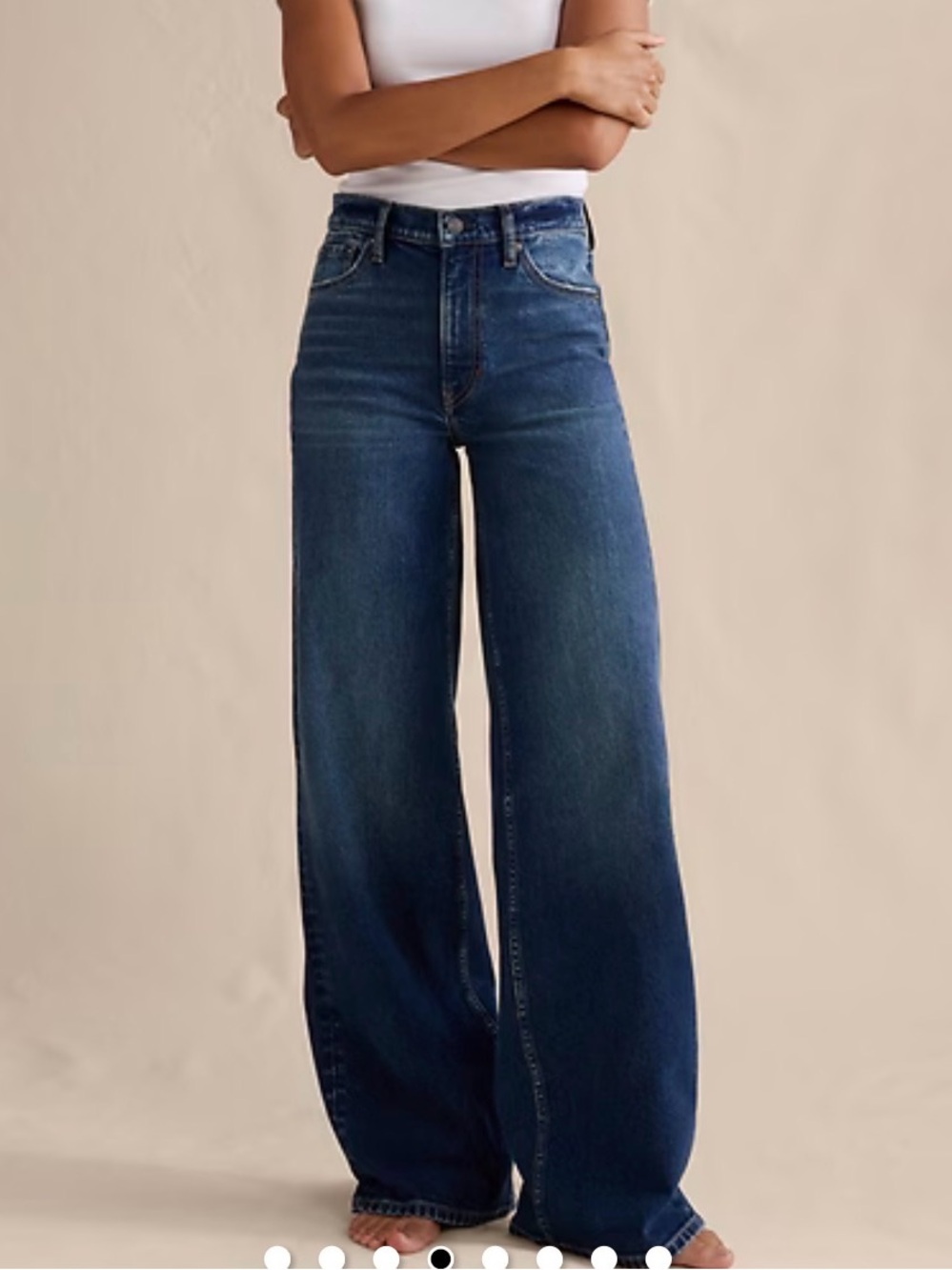 Banana Republic High-Rise Wide Leg Jeans — Medium Wash Blue Denim 25